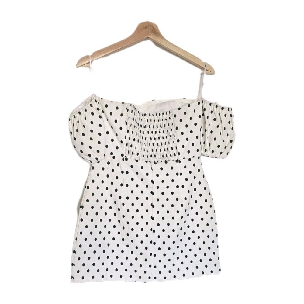 Lulus Mini Polkadot Dress Size Medium‎ Rockabilly Wht Blk Sweetheart Neckline - Picture 2 of 12